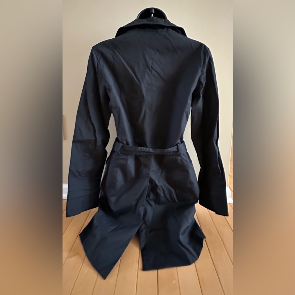 VINTAGE black belted trench coat • minimalist Kenneth Cole Reaction • xs - Picture 3 of 13